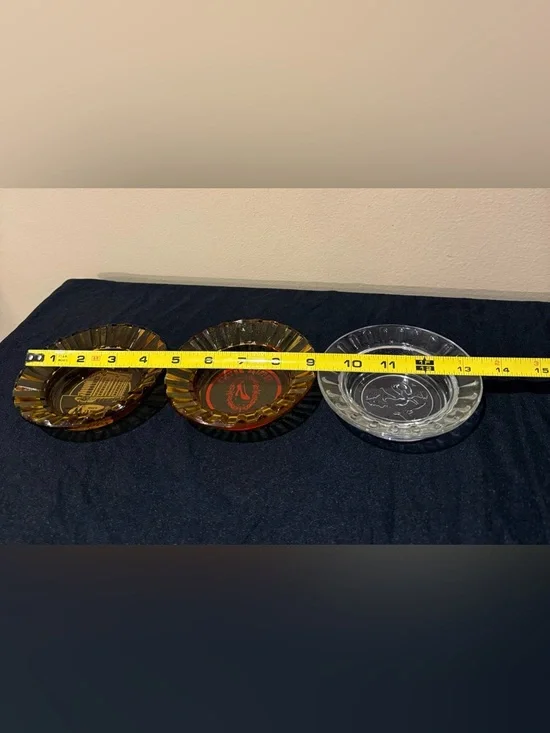 Vintage Glass Ashtrays - Mapes & Silver Slipper Las Vegas & Raised Floral - Picture 7 of 7
